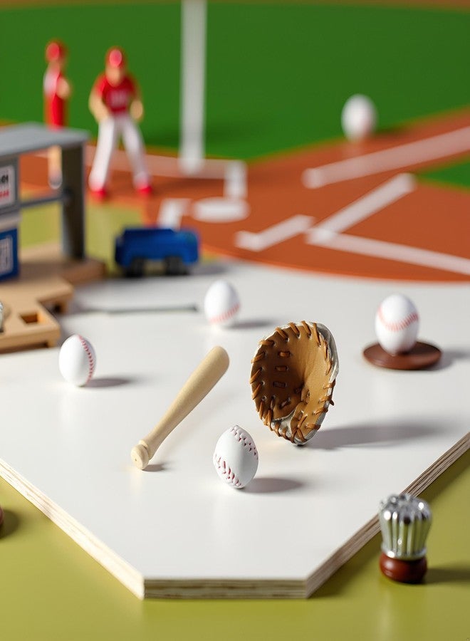 Qintreesify 3Pcs/Set Khaki Dollhouse Baseball, 1/12 Scale Miniature Accessories, Wood Miniature Baseball Glove Set for Scene Decor - Image 3